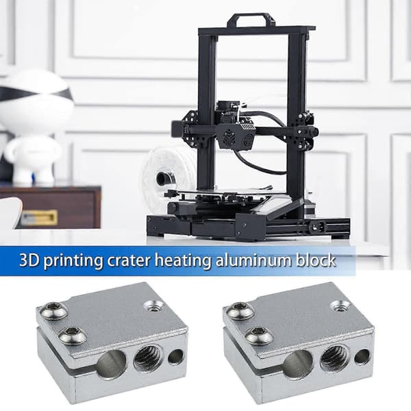 Volcano varmeblok til E3d Volcano 3D-printer M6-gevind M3 monteringshul (sølv) (2 stk)
