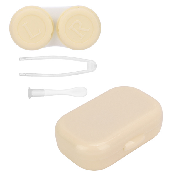 Mini Travel Kontaktlins Box Set Pincett Remover Stick Portabelt kontaktlinsfodral Gul