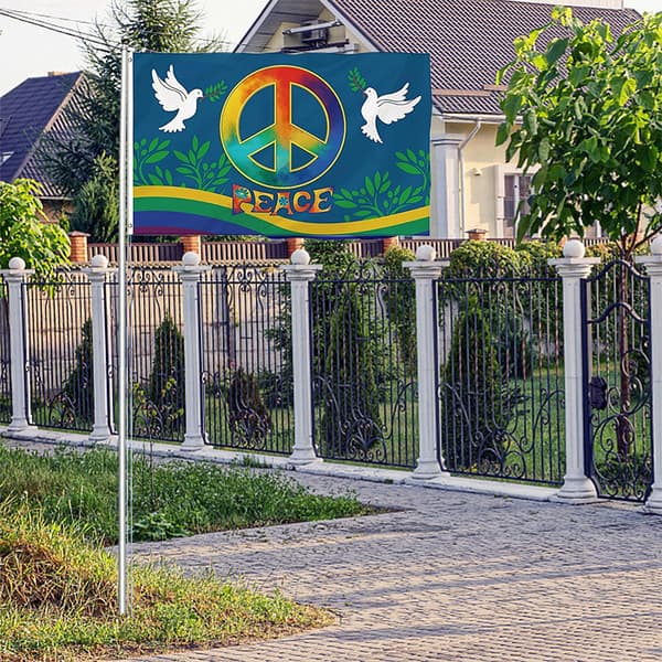 Verdensfredsflag 90 x 150 cm Stor fredsflag i polyester til havens legeplads