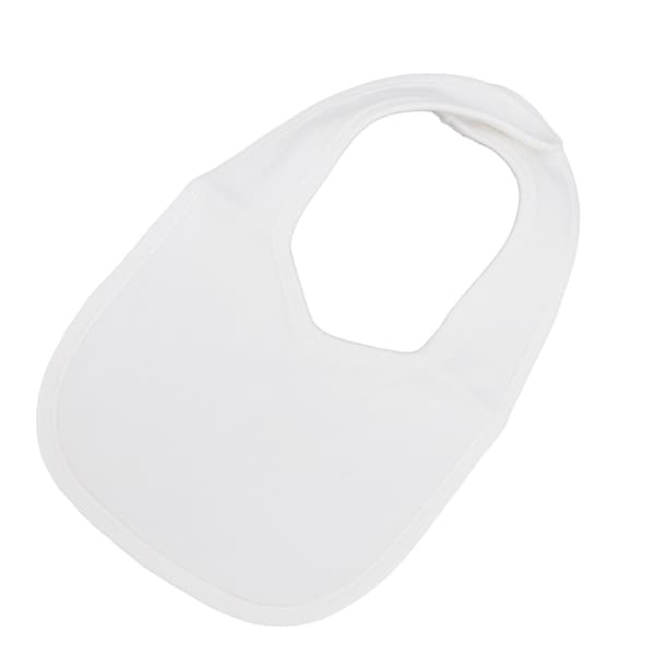 Baby Bib Cotton Pure White Double Layer Adjustable Soft Comfortable Machine Washable Bib with Button for Toddlers
