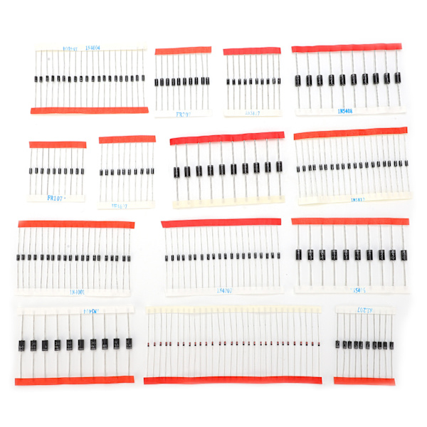 200pcs Diode Assorted Kit 14 Kinds Electronic Components Package Silver Alloy Industrial Supply