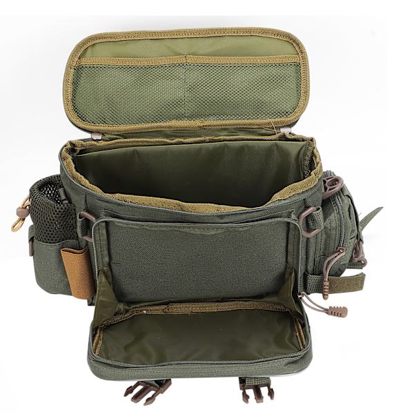 Kalastuspussi Vedenkestävä kalastustarvikkeiden säilytyspussi suurilla säilytystiloilla kalastustarvikkeiden säilytykseen Army Green