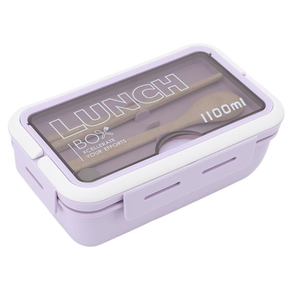 Fack Lunchbox 2 fack 1100ml Loveliness Vuxen Bento Box med sked Ätpinnar för Office School Lila