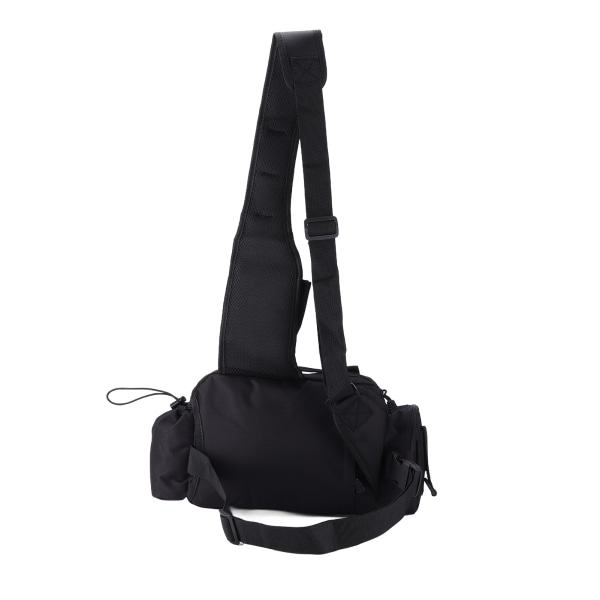 Fiskeredskabs Taske Nylon 600D Fiskeredskaber Sling Pack med Lændebælte til Udendørs Cykling Sort