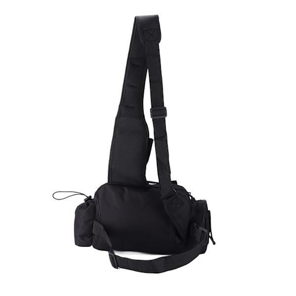 Fiskeredskapsväska Nylon 600D Fiskeredskap Sling Pack med midjebälte för utomhuscykling Svart