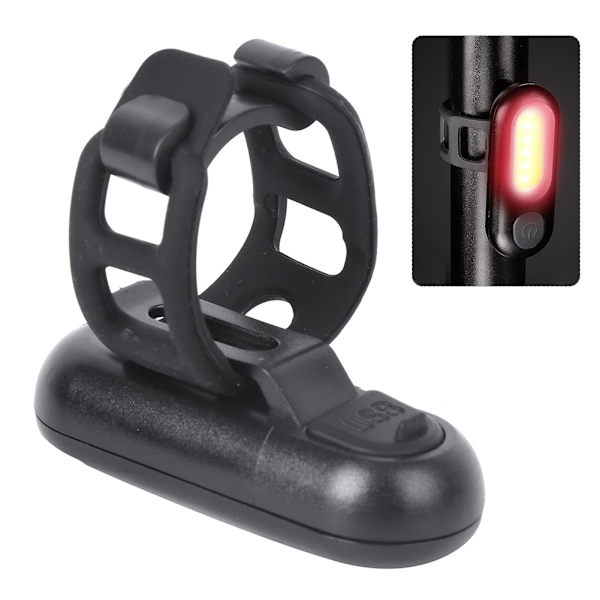 Cykellampe LED Cykellys Genopladeligt baglygte advarselslys baglommelygte Rød og hvidt lys