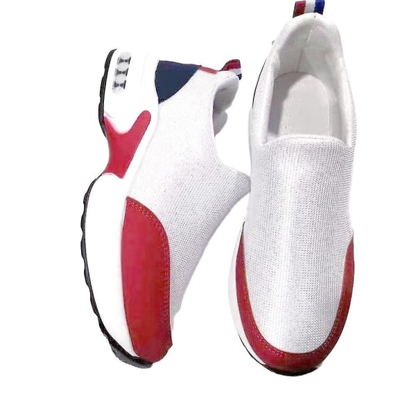 Dame Platformtrenere for kvinner Fitness Gym Sports Joggesko Pumps Air Casual Slip On Shoes Str. White 36