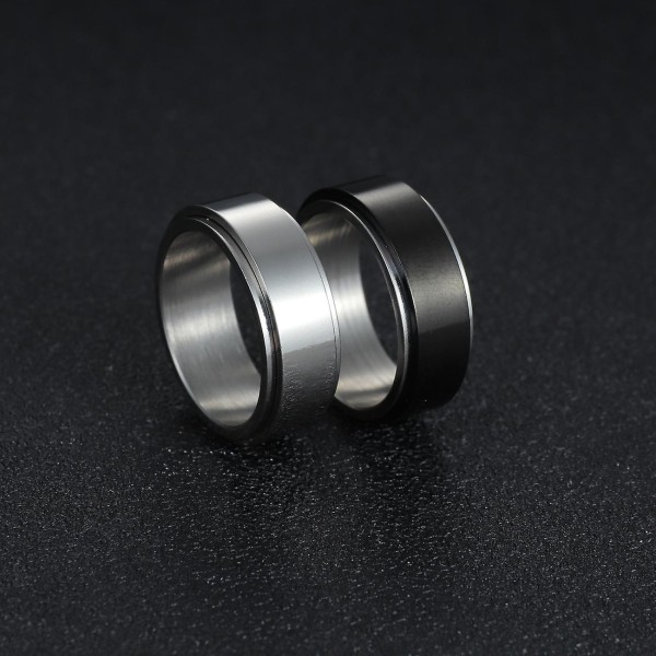 Hane Spinner Ring Herr Titanium Steel 8 Mm Spinning Reliever Worry Smycken Ring For Him (silver)