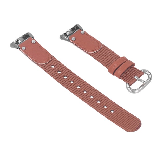 Mjukt canvas PU-läder sportklockarmband Andningsbart utbytesarmband Passar för Mi Band 8 NFC Caramel Brown