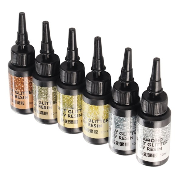 6 stk. Farget UV-resin 10 ml hver pennformet hurtigherdende aluminiumsfolieforsegling UV-lim for DIY smykkekunst gul serie