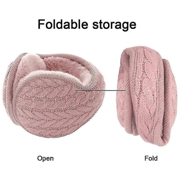 Varma stickade öronvärmare Vikbara Öronmuffar Vinteröronmuffar Unisex Pink