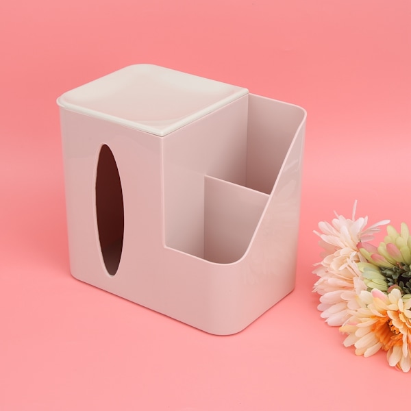Multi Grid Home Living Room Remote Control Storage Box Tissue Holder Organizer (Pink)