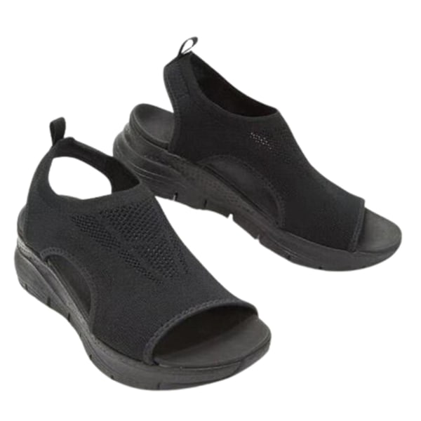 Rosa Platform Mesh Fish Mouth Sandaler til Kvinder til Sommerstrand - Størrelse 36