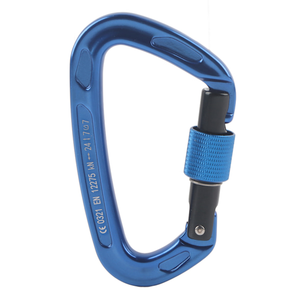 7075 Flygplansaluminium Master Lock Karabiner D-Ring Säkerhetsspänne Säkerhetsutrustning Växlar för utomhusklättring Camping Blå