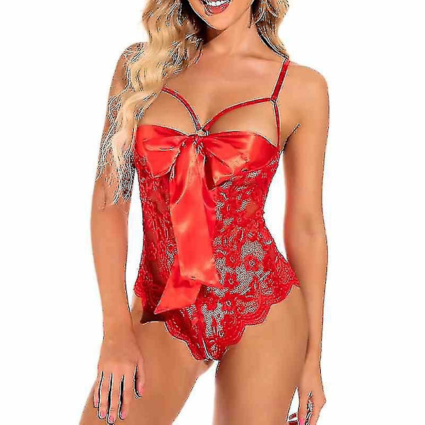 Bue-blondert Erotisk Lingerisett - Kvinners Dyp V Transparent Pyjamas & Skrittløs Nattøy