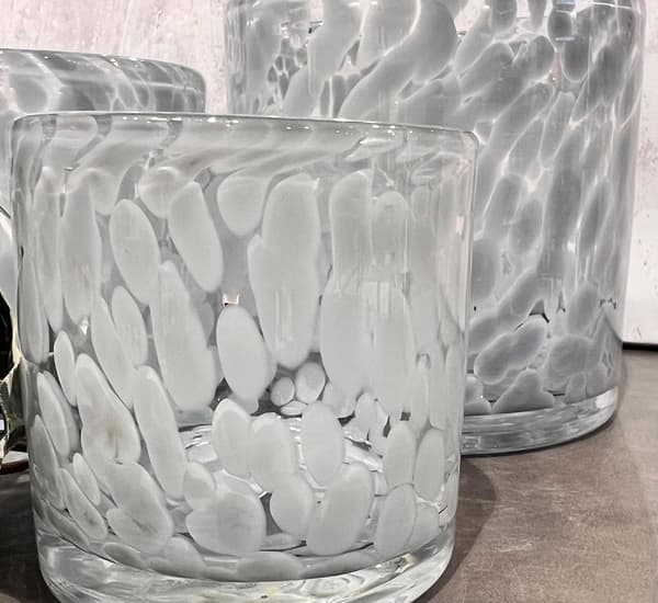 Lysestage Grå Mønstret Glas 12x12 cm grå gray