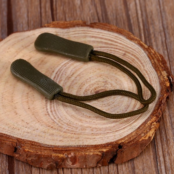10x Lynlås Træk Slider Snor Rep Lynlås Ender Lås Zip Clip Spænde til Taske EDC Army Grøn