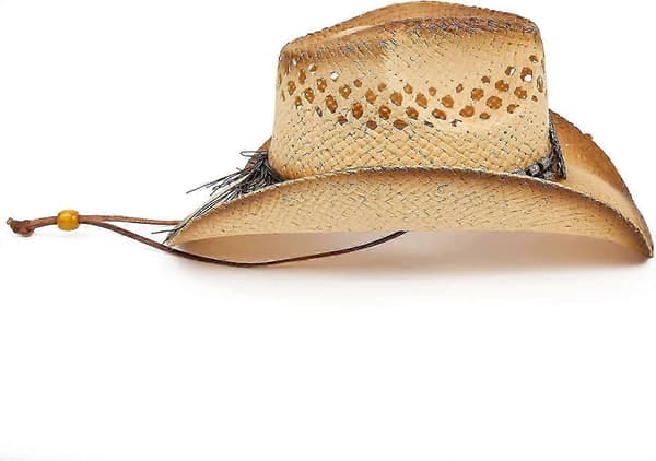 Stråcowboyhat til kvinder og mænd med formbar skygge, western cowboyhat Butterfly