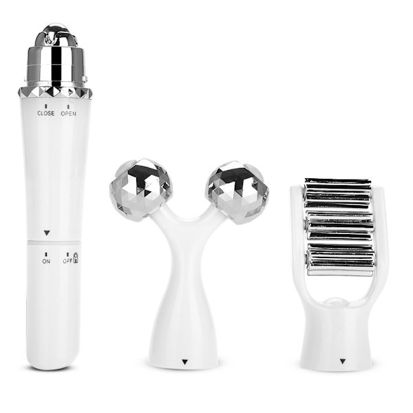 3-i-1 3D Roller Massager Ansiktslyftande Kroppsbantning Åtstramande hud (Vit)