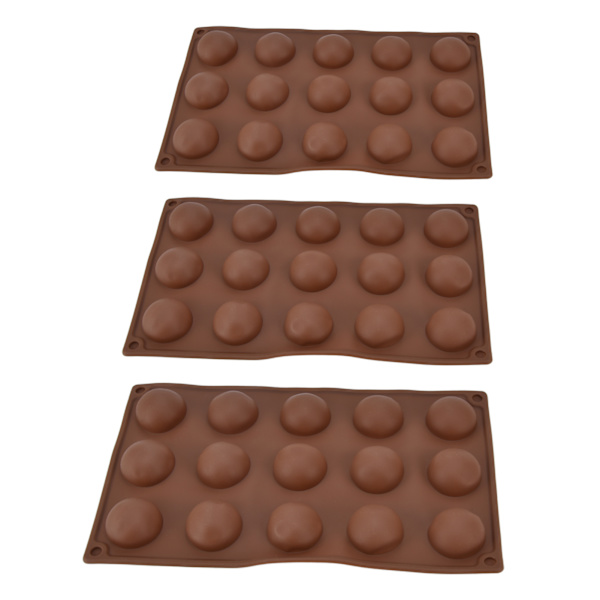 3 stk 15 huller Silikonform Chokoladebomber Form Halvkugle Bageform til Kage Gele Pudding