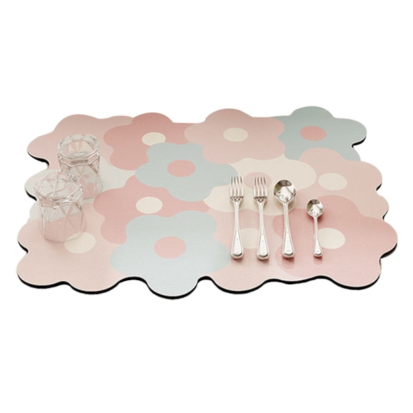 Köksbänk Disk Torkmatta Uppfriskande Söt Elegant Värmebeständigt absorberande fat Dräneringsmatta Rosa och Blå 11,8 X 15,7 tum