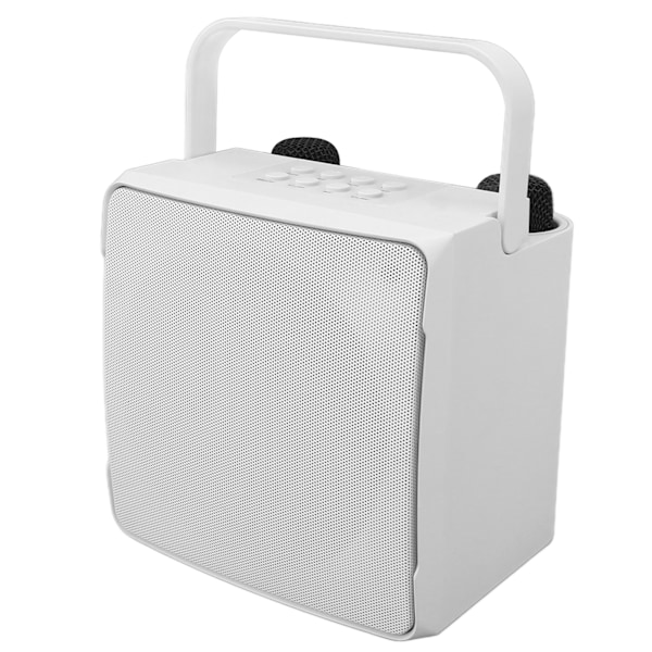 Karaokemaskin med to mikrofoner 10W Bærbar Bluetooth-høyttaler for barn Bursdag Hjemfest Hvit