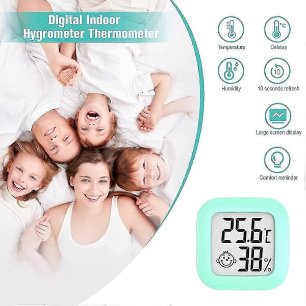 2 stk. indendørs LCD-termometer hygrometer, digitalt indendørs termometer, bærbart temperatur- og fugtighedsmonitor 2 stk. blå