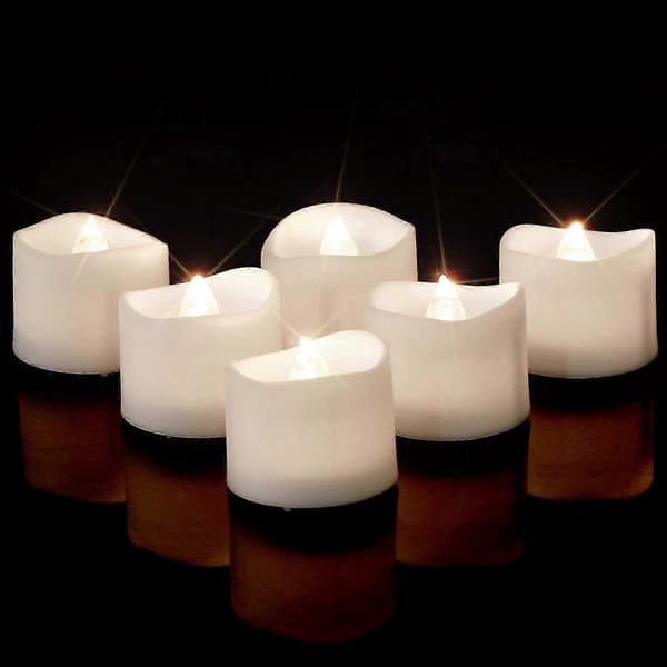 Klare hvite LED-telys, 24 stk flimrende LED-telys
