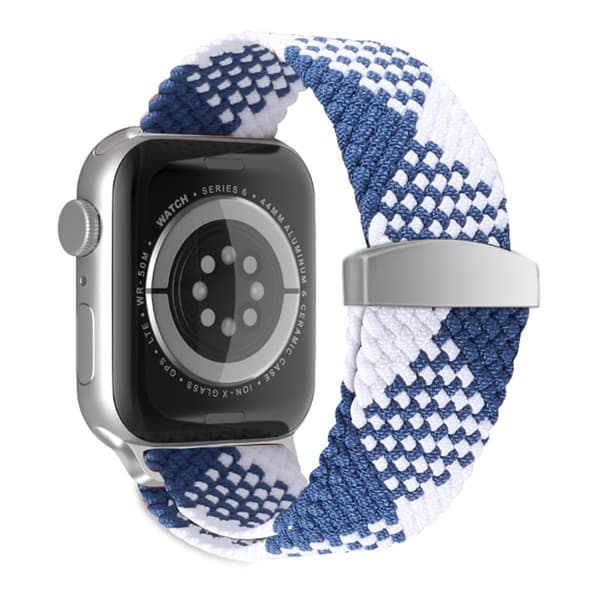 Kompatibel med Apple Watch (41 mm) klockarmband i elastisk nylon - Blå / Vit Blå blue