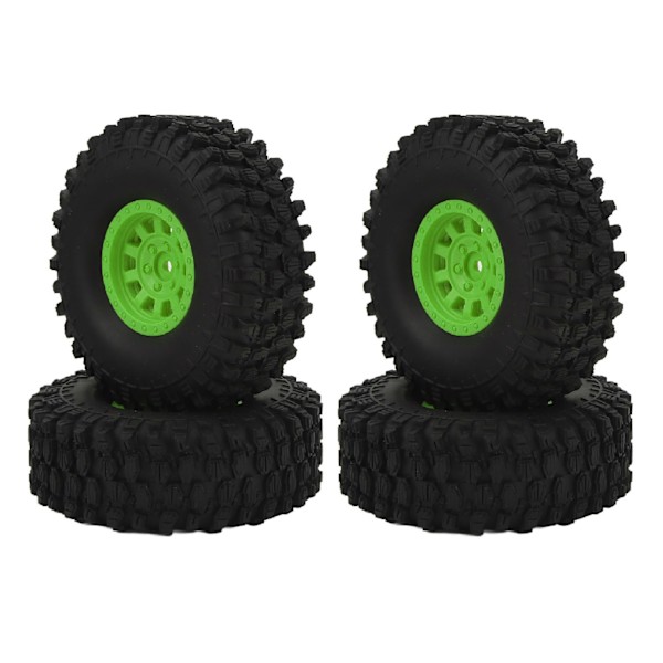 4 stk RC bildekk hjul 120 mm 1,9 tommer gummi med 10 eiker nylon hjulnav RC bildeler for Axial SCX10 90046 for Traxxas for Redcat GEN8 Grønn