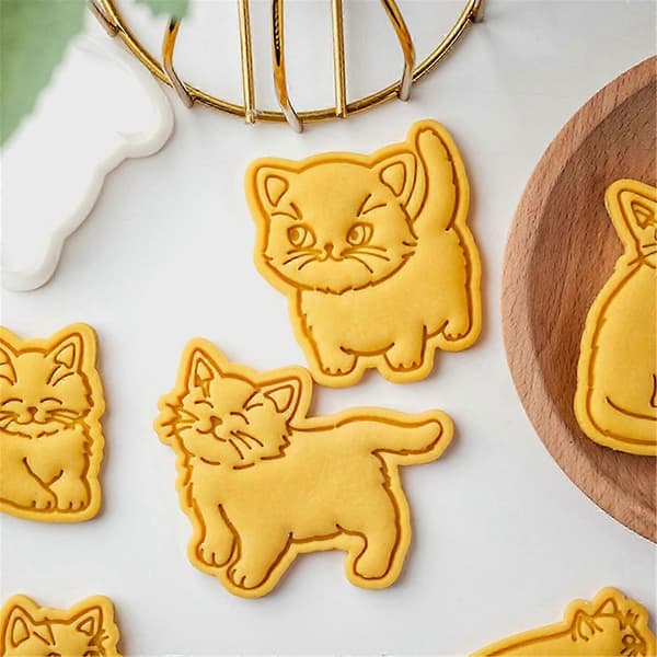 Søde katteformer kiksforme elegante katte mønster kiksestempel kiksform til sød dessertfremstilling Kitten I