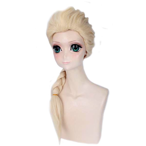 Blond flätad peruk för flickor, 61 cm lång cosplayperuk med syntetiskt hår