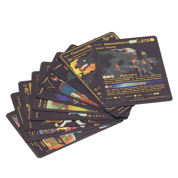 55 stk skinnende kort PVC engelsk samling tegneserie spil Samling forskellige kort til at spille spil sort