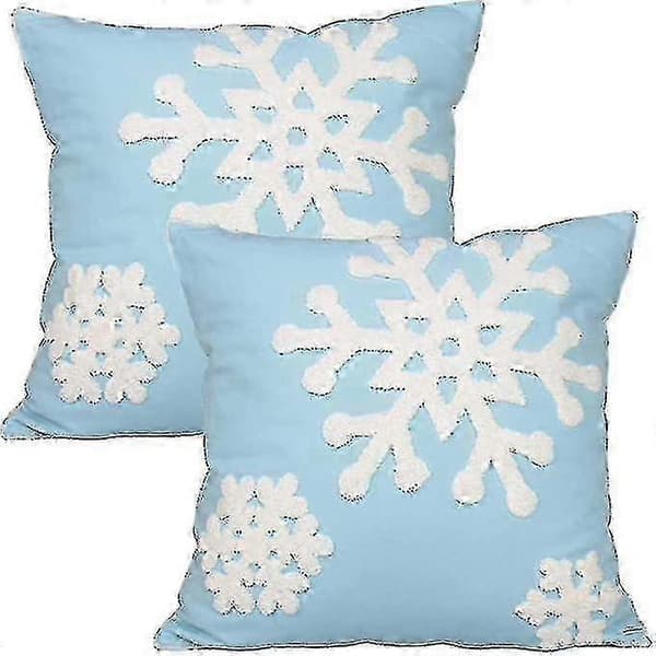 【LD】1 st jul vinter snöflinga stil bomull linne broderi prydnadskuddar överdrag