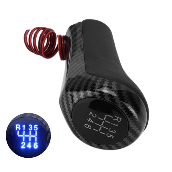 Bil 6-trins Gear Knob Kulfiber Stil med Lysændring til 1-serie E81 E82 E87 E88 F20