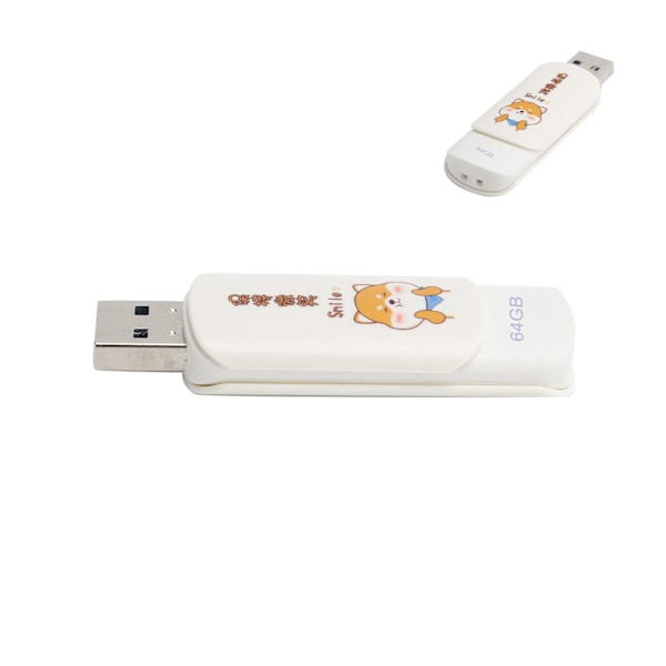 U Disk Portabel USB2.0 Flash Drive för Student Söt Datalagring Minne Stick Gåva (Skjutbart SkyddKeep Smiling 64GB)