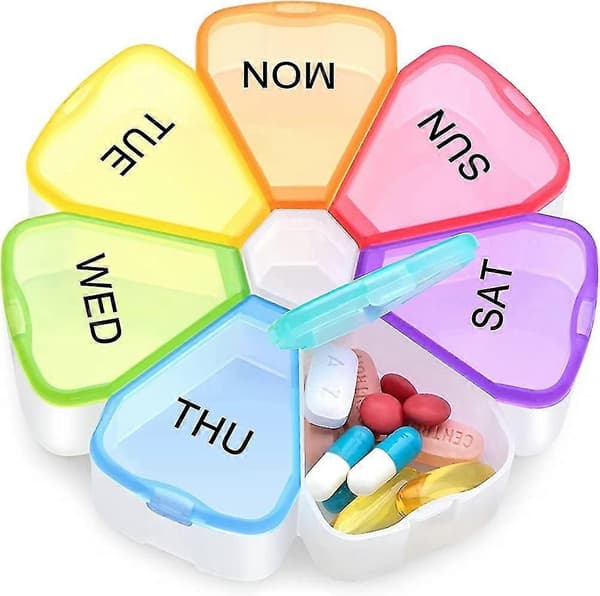 Bærbar ukeorganisator, Iave 7 Day Tablet Box Case Medisinflasker