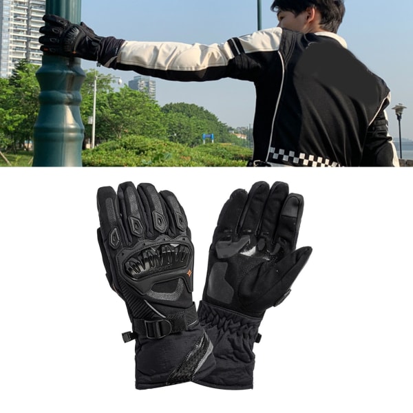 Motorsykkelhansker Touchscreen Hard Knuckle Vanntett Drop Resistant Powersports Racing Hansker Svart M