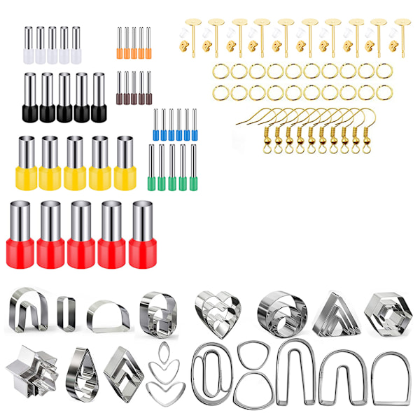 Polymer Clay Cutters DIY Clay Cutters Former för tillverkning av polymersmycken med örhängeskort Krokar DIY plastpåsar