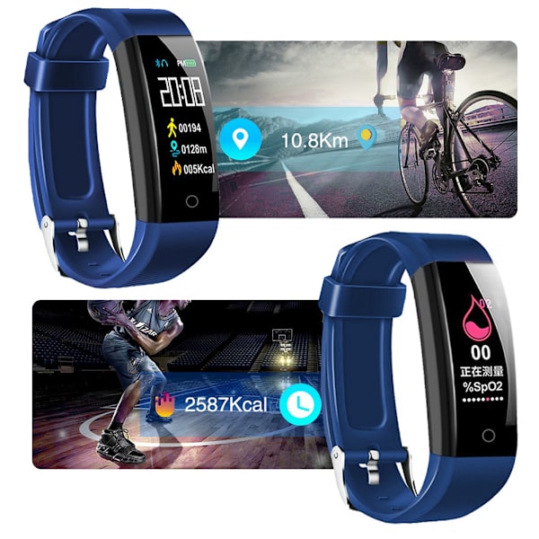 W6 Smart Armbånd Helse Skrittteller Sportsklokke Multifunksjon Smart Pulsmåler Blå