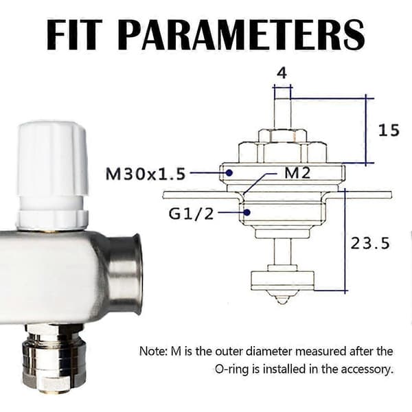 Gulvvarme manifold, retur stift ventilkerne As Shown