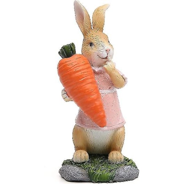Kanin med gulerod skulptur forår påske boligindretning polyresin figur ornament Pink