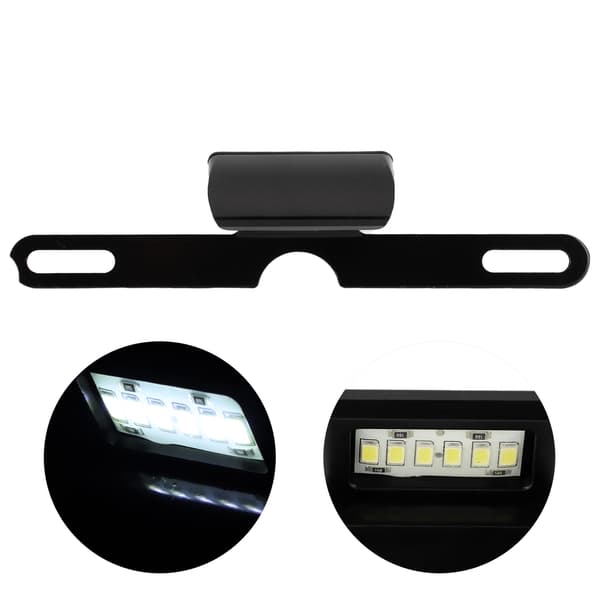 Universal Motorcykel Nummerpladelys CNC Aluminium Bagerste Nummerpladelampe 6 LED Bagmontering Belysning Sort