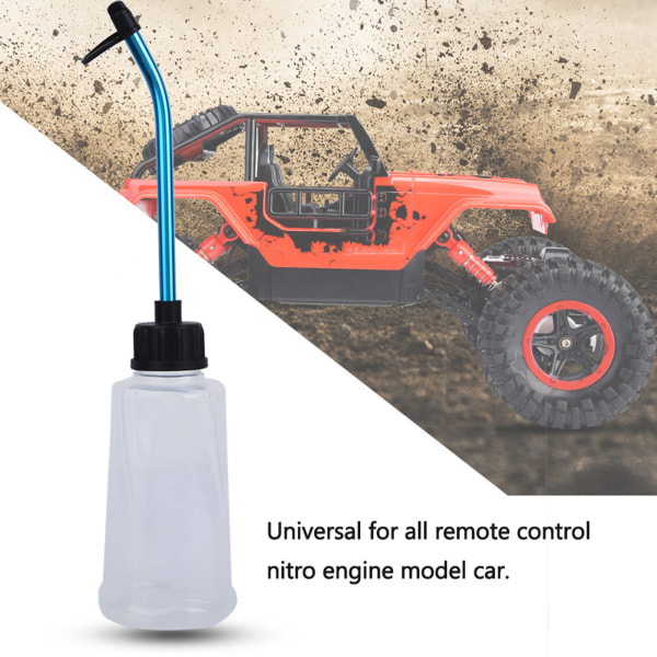 Nitro-motorbrændstofpåfyldningsflaske med sugerør i aluminiumlegering til RC-modelbil 250 ML hvid