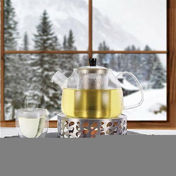 Tekokervarmer i rustfritt stål med telysholder for te- og kaffekanne