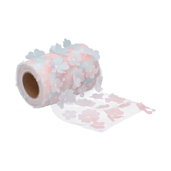 Blommor Tyllrullar 10cm 10yd Premium Polyester Flexibel Bred Användning Utsökt Glittrande Tyllrullar Gradient Rosa Blå