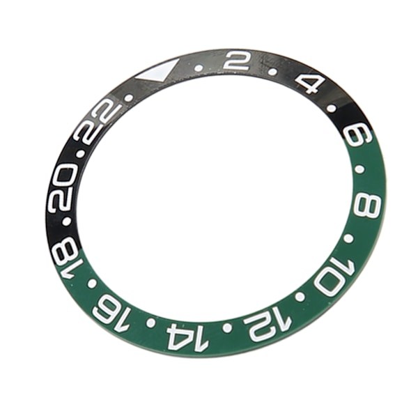 38 mm diameter GMT klocka Bezel Insert Ring Svart Grön Bas Vit Karaktär Keramisk Bezel Insert Base Ring