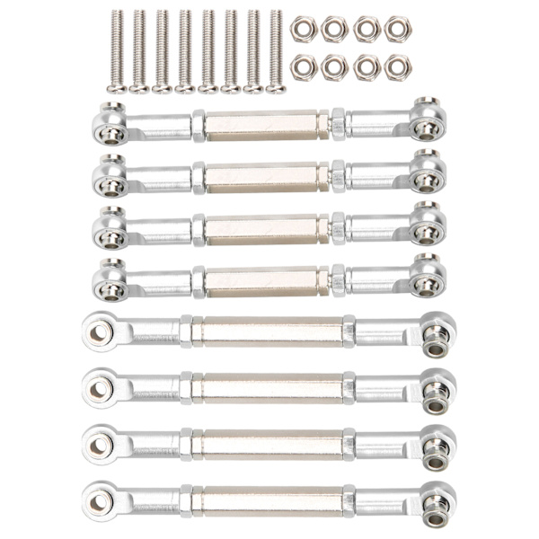 8st uppgradering metall dragstång Styrstång för WPL/MN/Feiyu 1/16 RC BilreservdelarSilver