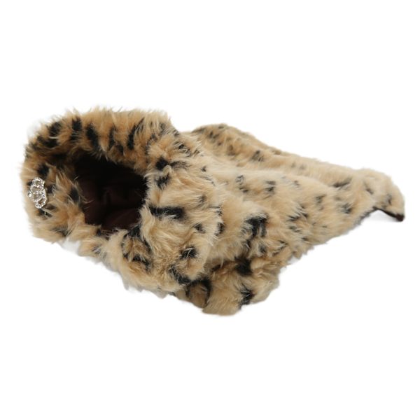 Pet Leopard Print Kappa Söt Retro Snygg Puppy Plysch jacka för höst och vinterL