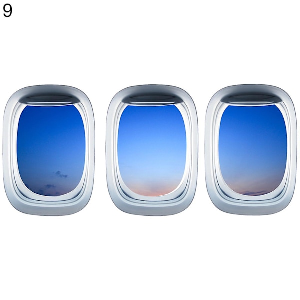 Flygplansfönsterutsikt 3D väggdekaler set för heminredning